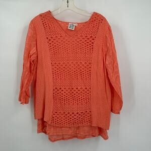 Parsley‎ & Sage Womens Boho Tunic Top Size XL Artsy Textured Eyelet